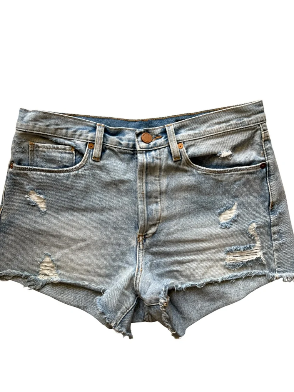 Blank NYC Light Blue Distressed Denim Jean Shorts Size Women’s 28 Relaxed Fit